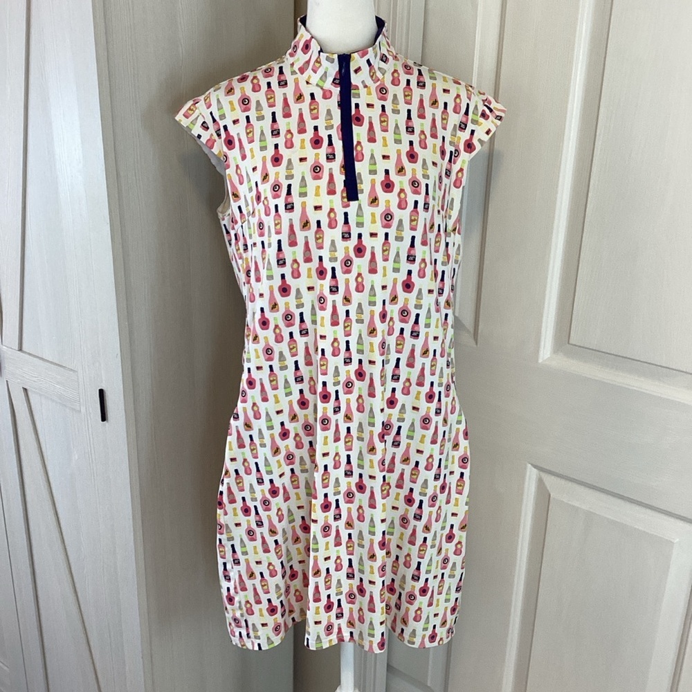 Sansoleil Sleeveless Golf Dress with Multi Color Wine bottles